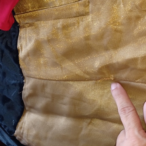 Handmade Black/Gold Metallic Velvet Formal Dress, 21" PTP, 16" waist, 48" L - Picture 5 of 5